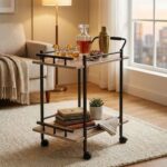 Acron Serving Trolley - Oak Grey/Black - With 2-Year Warranty