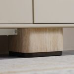 Oru Tempered Glass Top Buffet Cabinet with 4 Doors - Cream/Beige - With 2-Year Warranty
