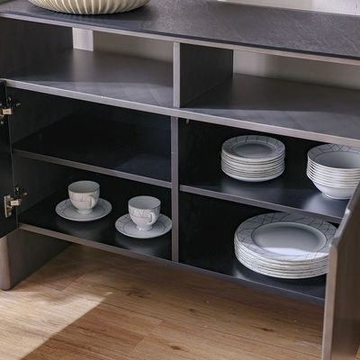 Millo 3-Door Buffet Cabinet - Grey Metallic - With 2-Year Warranty - Image 4