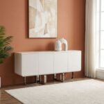 Retrova 4 Doors Buffet Cabinet -White Grey /Gunmetal