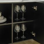 Linea Marble Top Buffet Cabinet with 4 Drawers - Grey/Black - With 2-Year Warranty