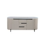 Meshville Glass Top Buffet Cabinet With 2 Doors & 3 Drawers-Grey/Black