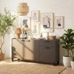 Wellington Stone Top Buffet Cabinet With 3Doors & 1Drawer - White/Grey