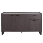 Wellington Stone Top Buffet Cabinet With 3Doors & 1Drawer - Black/Oak