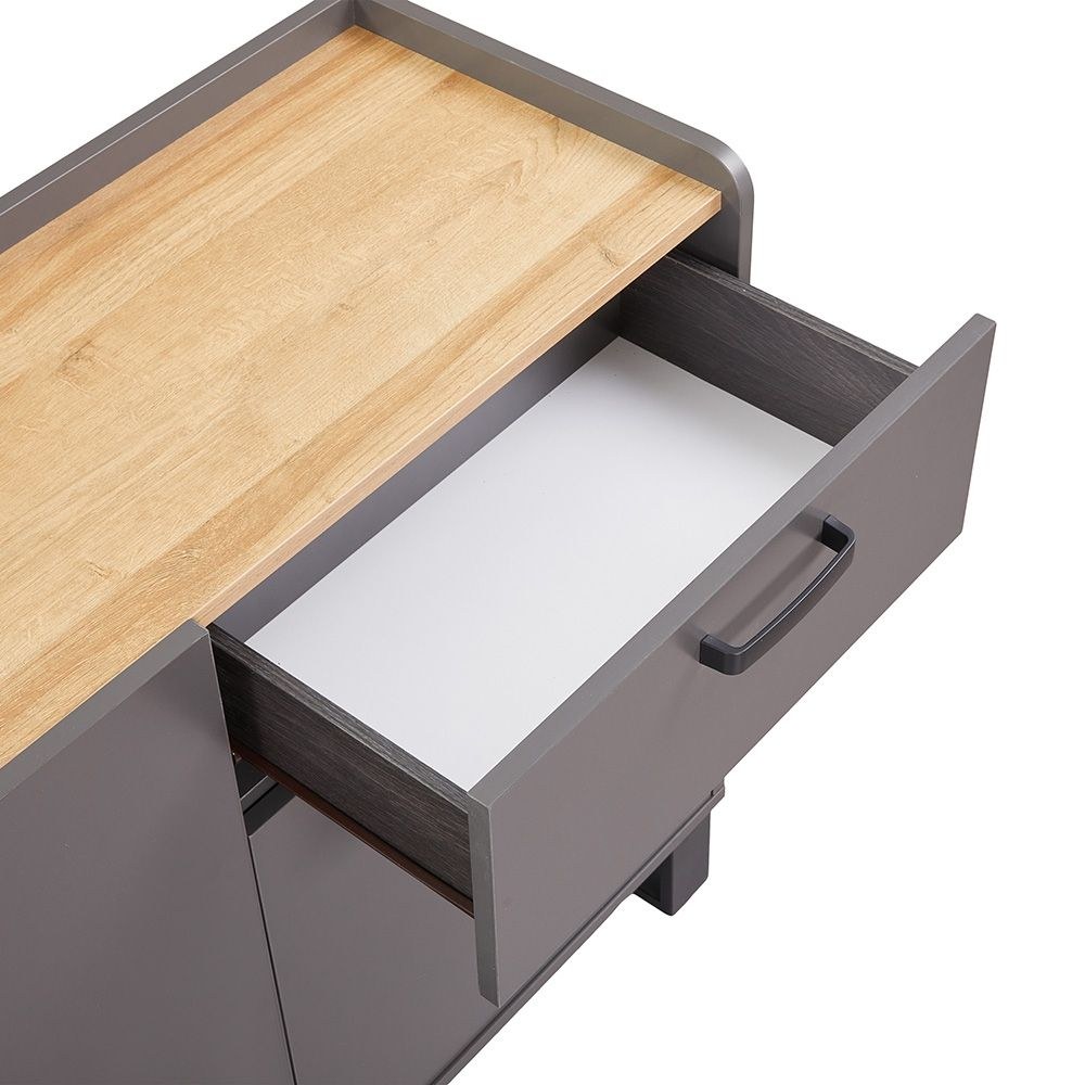 Wellington Buffet Cabinet With 3Doors & 1Drawer - Light Oak/Grey - Image 4