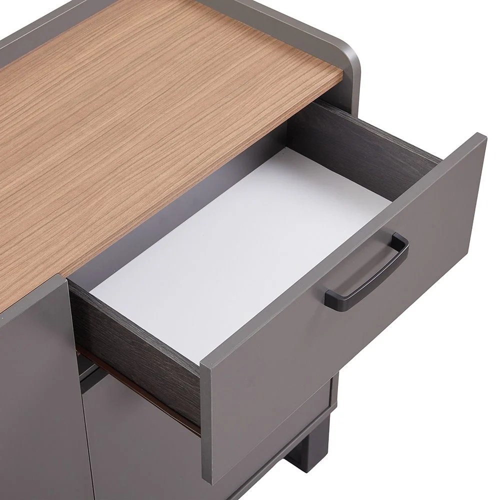 Wellington Buffet Cabinet With 3Doors & 1Drawer- Walnut/Grey - Image 4