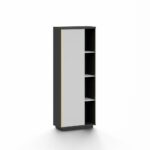 Skive Bookcase with Swing Door and Open Shelves - White/Grey - With 2-Year Warranty