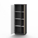 Skive Bookcase with Swing Door and Open Shelves - White/Grey - With 2-Year Warranty