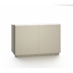 Eupen Credenza with Lockable Doors and Open Shelves - White/Beige - With 2-Year Warranty