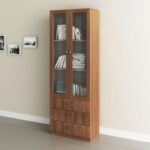 New Kinsey Display cabinet with 2 Glass doors & 3 Drawers- Brown