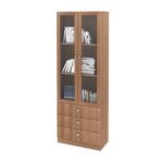 New Kinsey Display cabinet with 2 Glass doors & 3 Drawers- Brown