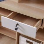 Estonia Study Desk with 1 Door & Drawer + Shelves - White/Oak - With 2-Year Warranty