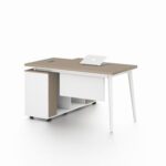 Herstal Corner Office Desk With 2 Drawer and open shelves-Oak/White