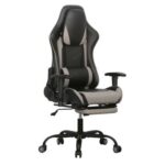 Belanda Gaming Chair with Footrest - Black/Grey - With 2-Year Warranty