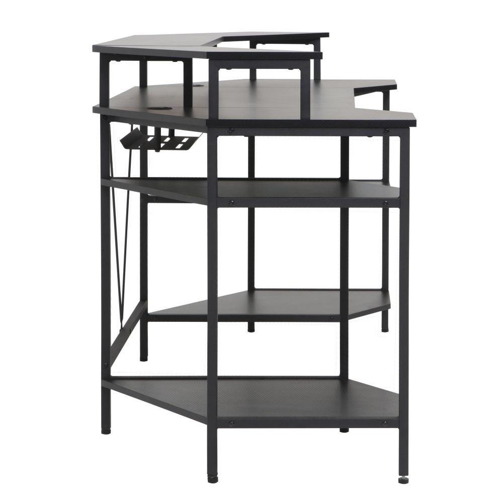 Bremen Gaming Desk With Open Shelves -Black - Image 5