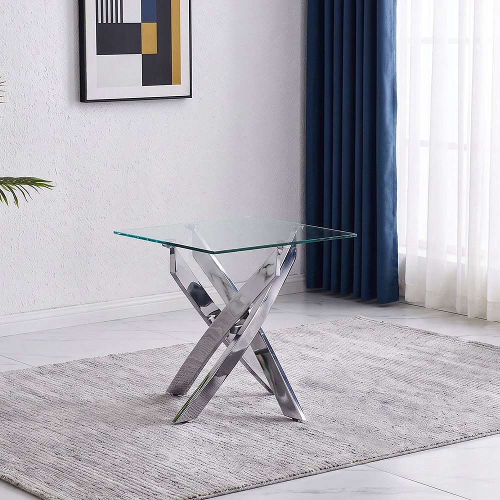 Leonardo End Table-Glass/Chrome - Image 2