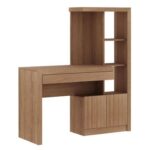 Mia Workstation Office Table with Shelves - Almond