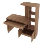 Mia Workstation Office Table with Shelves - Almond