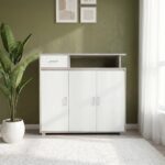 Beak 3 Door & 1 Drawer Shoe Cabinet For 20 Pairs- Grey Oak / White