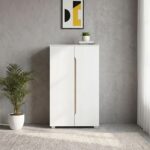 Bill 2 Door Shoe Cabinet 22 pairs-White/Oak