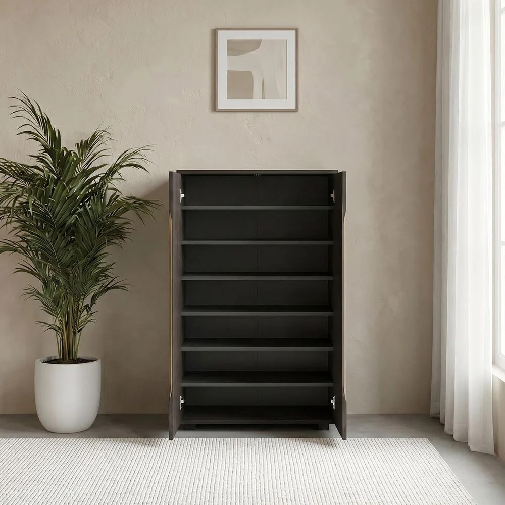 Bill 2 Door Shoe Cabinet 22 pairs-Wenge/Oak - Image 3