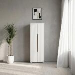 Bill 2 Door Tall Shoe Cabinet-30 Pairs-White/Oak-With 2-Year Warranty