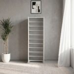 Bill 2 Door Tall Shoe Cabinet-30 Pairs-White/Oak-With 2-Year Warranty