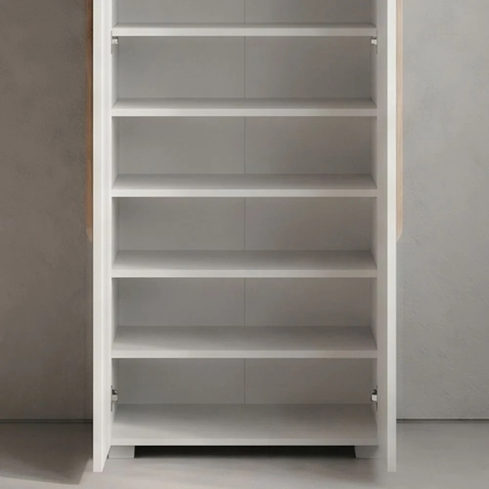 Bill 2 Door Tall Shoe Cabinet-30 Pairs-White/Oak-With 2-Year Warranty - Image 4
