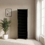 Bill 2 Door Tall Shoe Cabinet-30 Pairs-Wenge/Oak-With 2-Year Warranty