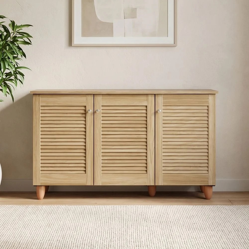 Niva 3 Door Shoe Cabinet For 14 Pairs - Oak - Image 3