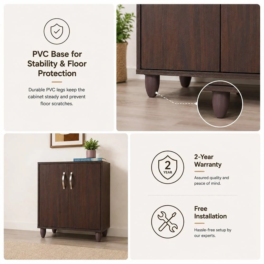 Viar 9-Pair Shoe Cabinet- Walnut-With 2-Year Warranty - Image 4