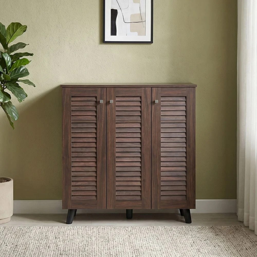 Alfa 3 Door Shoe Cabinet For 14 Pairs- Walnut - Image 2