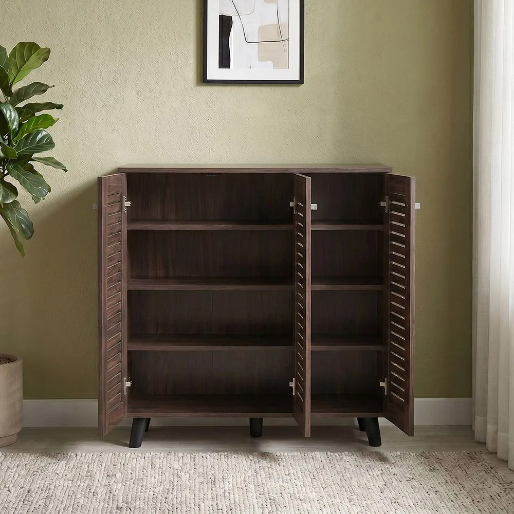 Alfa 3 Door Shoe Cabinet For 14 Pairs- Walnut - Image 3