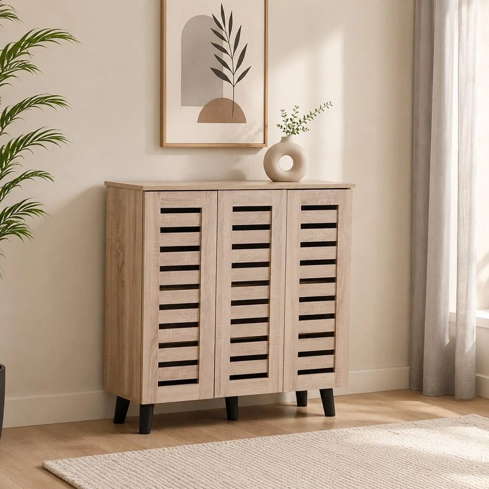 Jax 3 Door Shoe Cabinet For 14 Pairs - Sonoma Oak