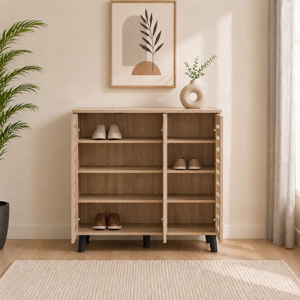 Jax 3 Door Shoe Cabinet For 14 Pairs - Sonoma Oak - Image 2
