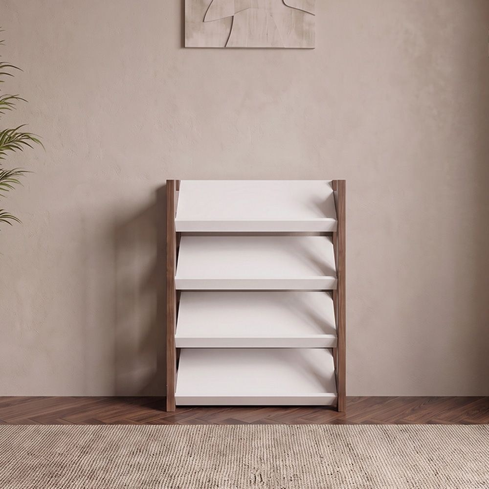Lean 4-Tier Shoe Cabinet - 12 Pairs - White/Walnut - With 2-Year Warranty - Image 3