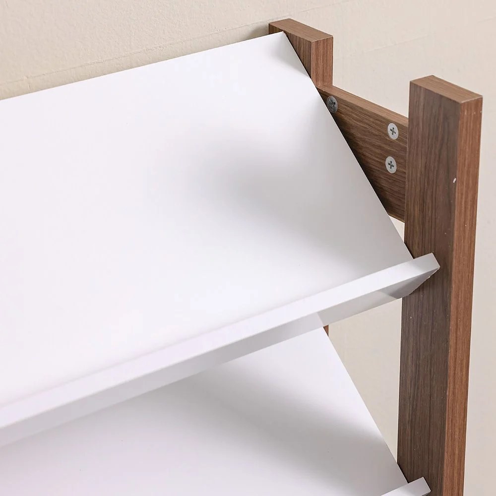 Lean 4-Tier Shoe Cabinet - 12 Pairs - White/Walnut - With 2-Year Warranty - Image 4