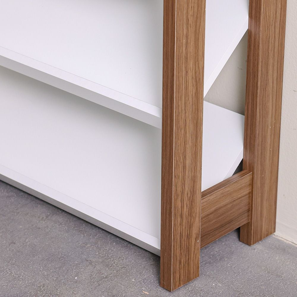 Lean 4-Tier Shoe Cabinet - 12 Pairs - White/Walnut - With 2-Year Warranty - Image 5