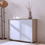 Claster 2-Door Sliding Shoe Cabinet | 34 pairs-White-With 2-Year Warranty