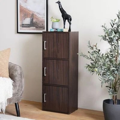 Carlotta 3-Door Storage Cabinet-Walnut-With 2-Year Warranty