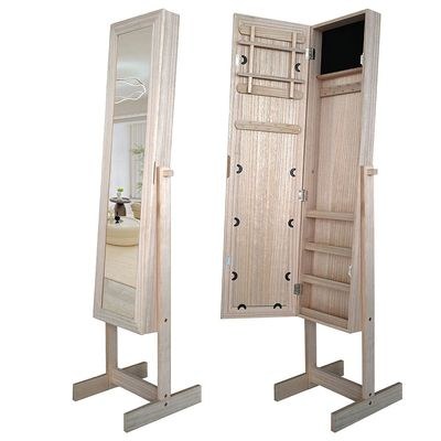 Manny Free- Standing Jewelry Cabinet With Mirror- Natural Oak - Image 2