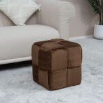 Curdo Square Ottoman- Brown