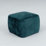 Lizza Square Ottoman - Shiny Teal Blue - With 2-Year Warranty