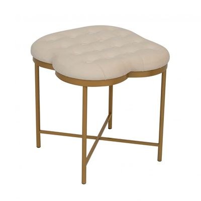 Button Ottoman - Cream/Gold - With 2-Year Warranty - Image 3