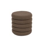 Arley Round Storage Ottoman - Dark Brown - With 2-Year Warranty