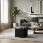 Zigger Folding Storage Ottoman- Black