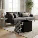 Zigger Folding Storage Ottoman- Black