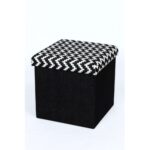 Zigger Folding Storage Ottoman- Black