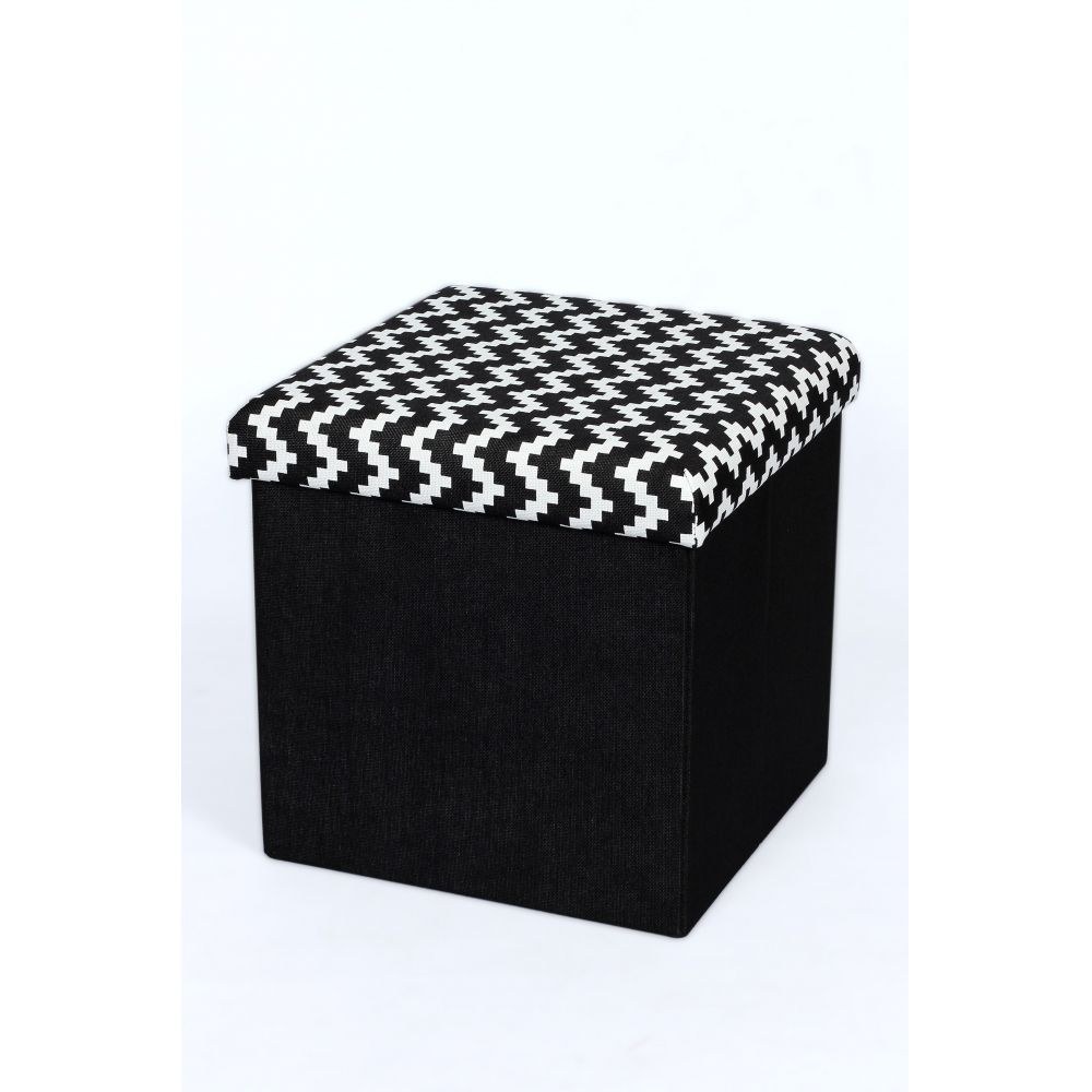 Zigger Folding Storage Ottoman- Black - Image 3