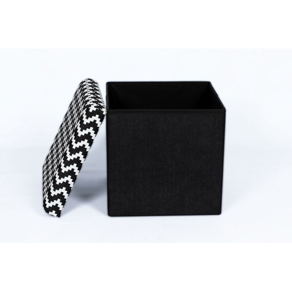 Zigger Folding Storage Ottoman- Black - Image 4